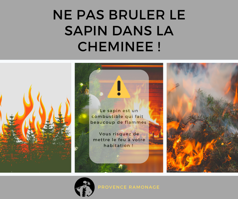 Brûler le sapin de noël cheminée - Provence ramonage